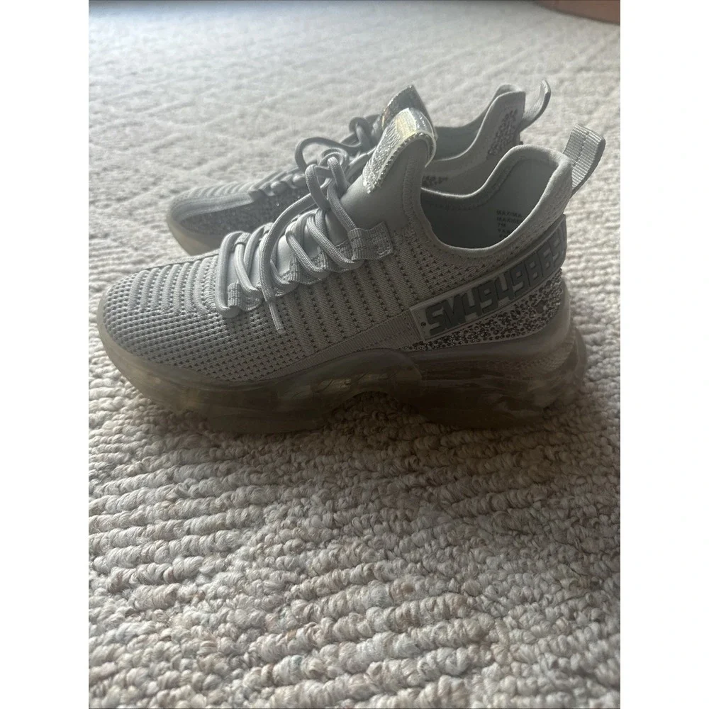 Steve Madden‎ Womens Maxima Gray Bling Multi Fashion Rhinestone Sneaker Size 7